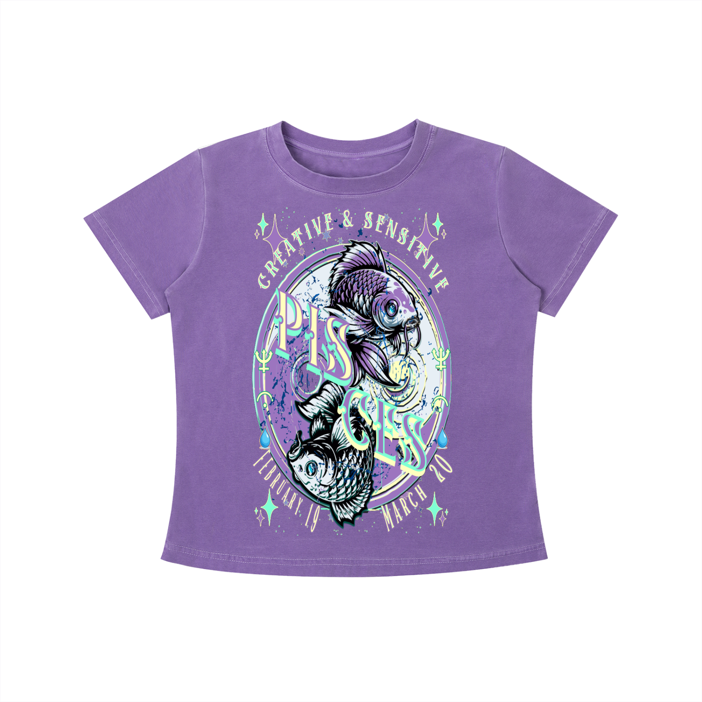 (Pisces) Vintage Wash Slim Fit T-shirt