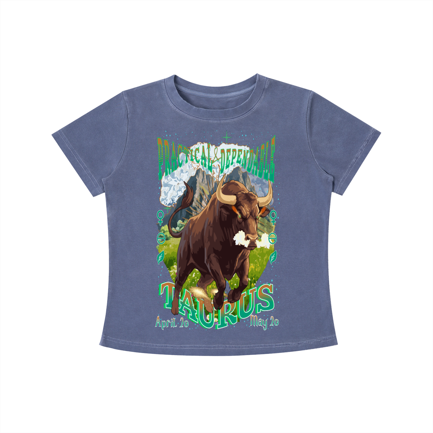 (Taurus) Vintage Wash Slim Fit T-shirt