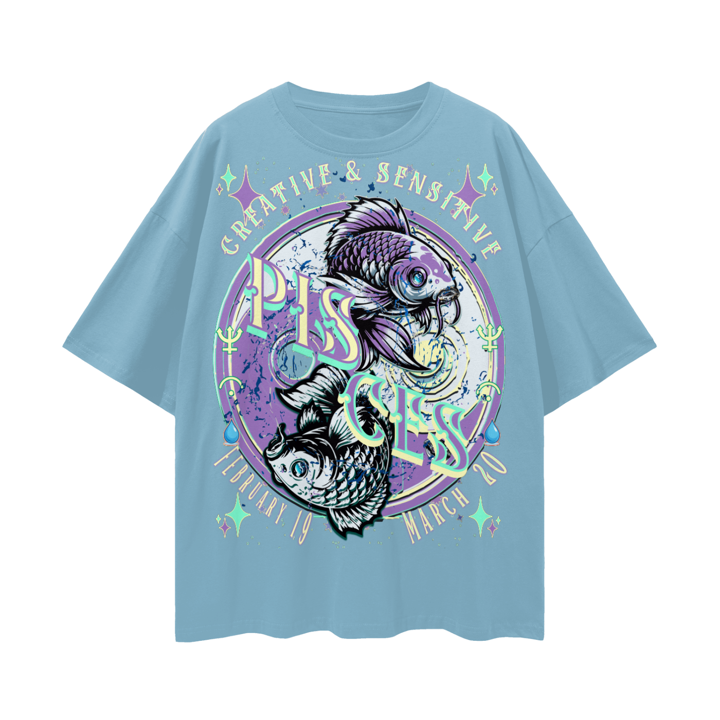 (Pisces) Streetwear Loose Drop Shoulder T-Shirt