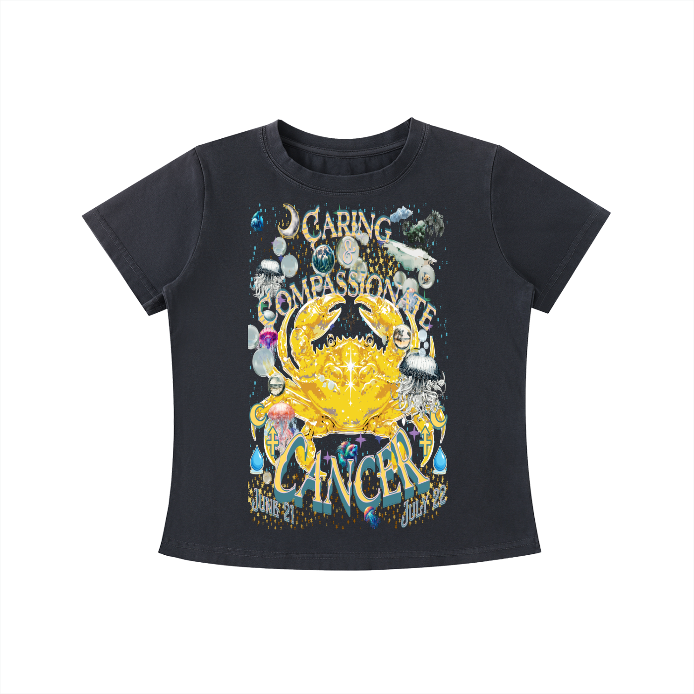 (Cancer) Vintage Wash Slim Fit T-shirt