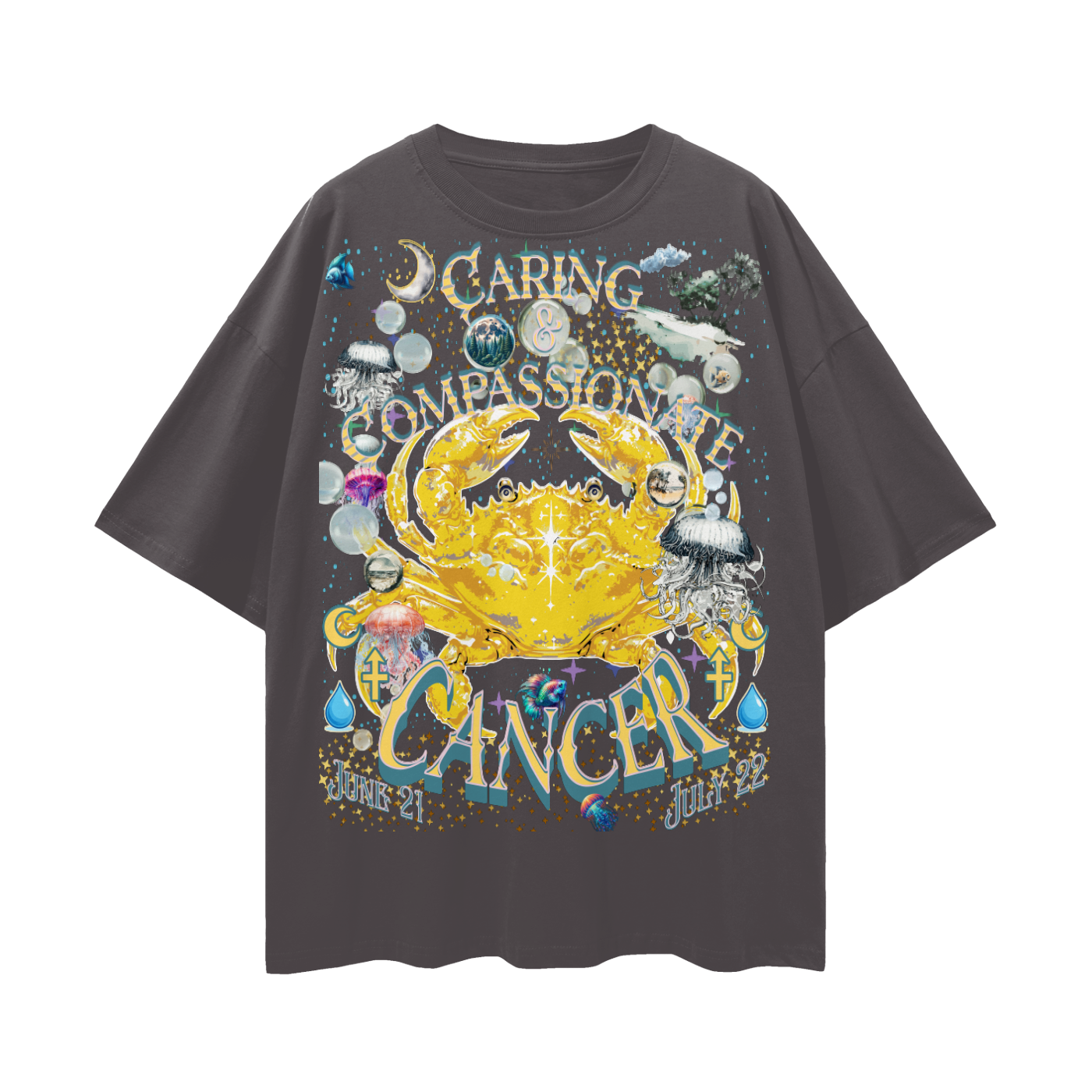 (Cancer) Streetwear Loose Drop Shoulder T-Shirt