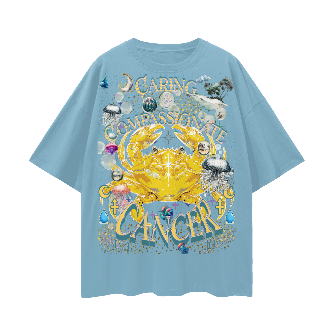 (Cancer) Streetwear Loose Drop Shoulder T-Shirt