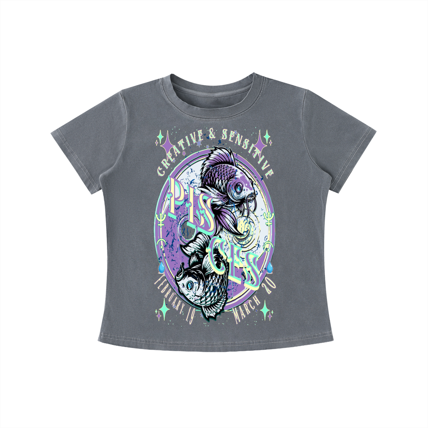 (Pisces) Vintage Wash Slim Fit T-shirt