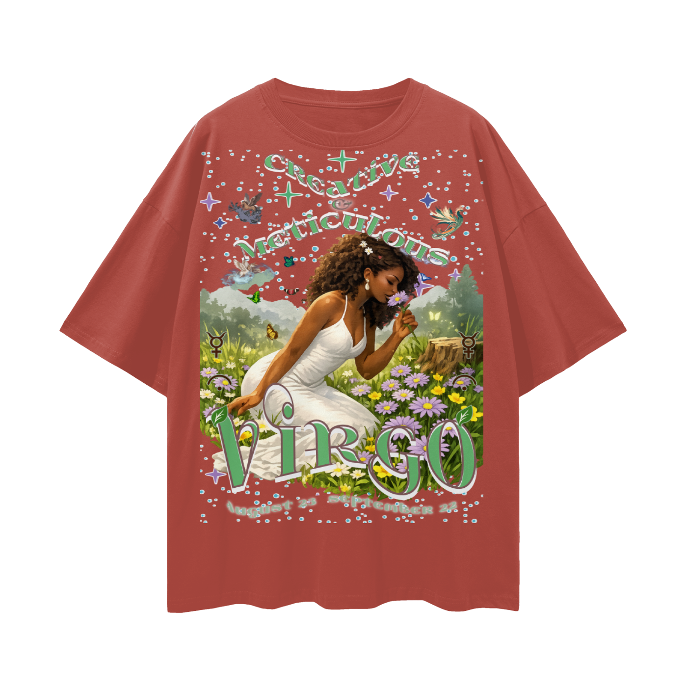 (Virgo) Streetwear Loose Drop Shoulder T-Shirt
