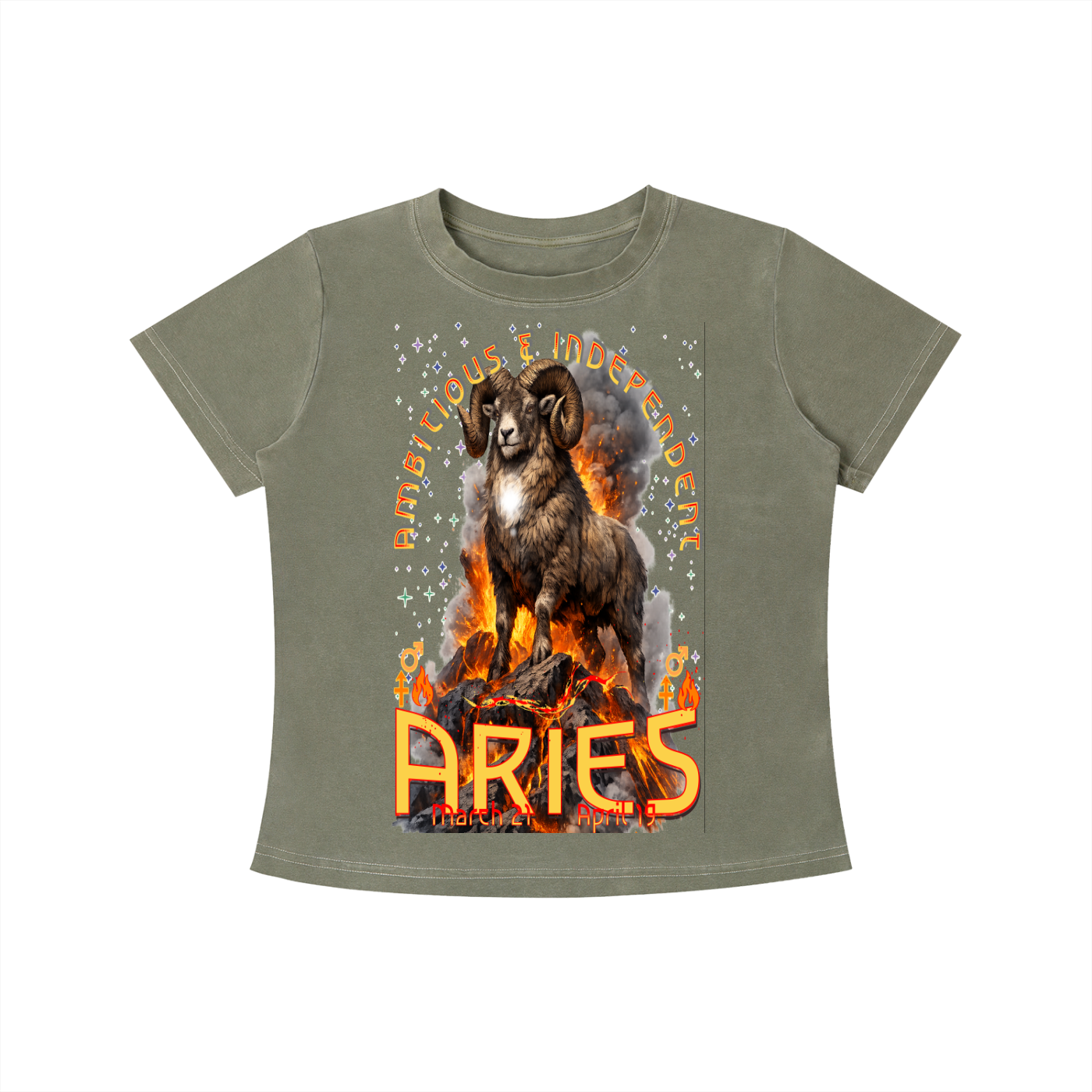 (Aries) Vintage Wash Slim Fit T-shirt