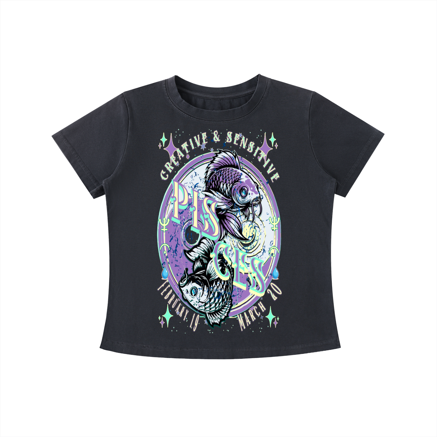 (Pisces) Vintage Wash Slim Fit T-shirt