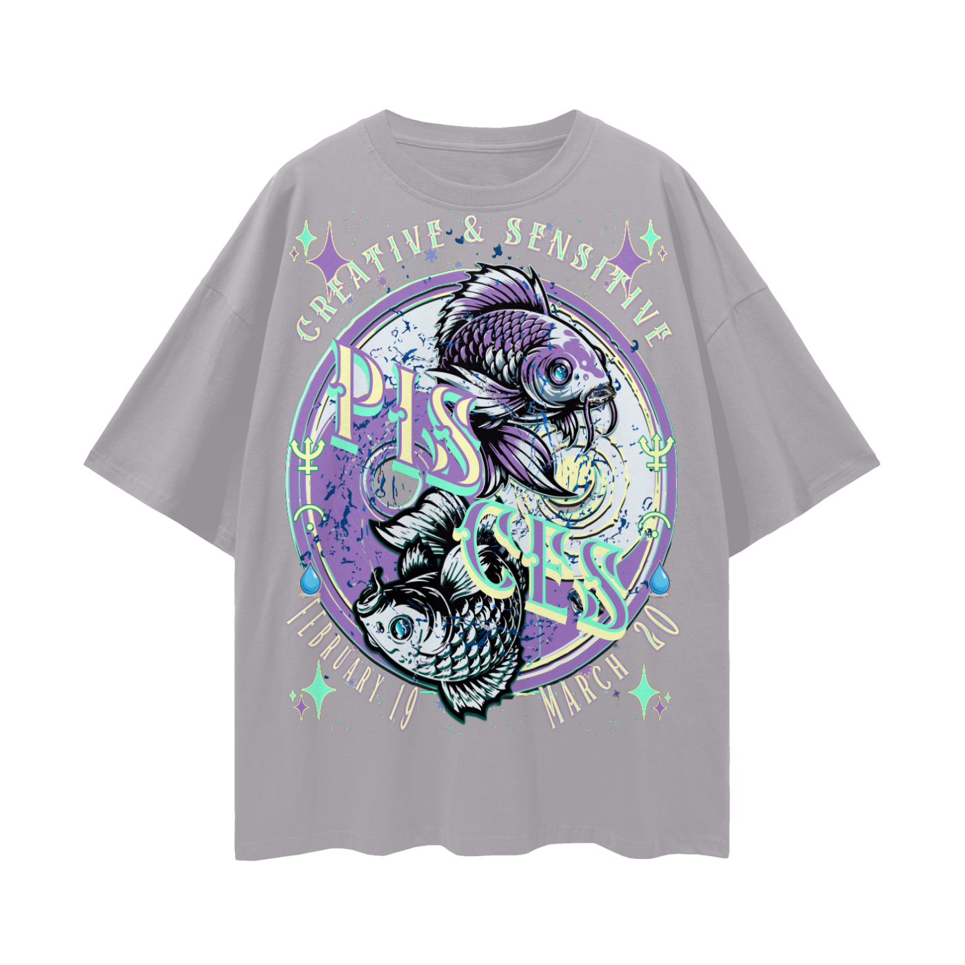 (Pisces) Streetwear Loose Drop Shoulder T-Shirt