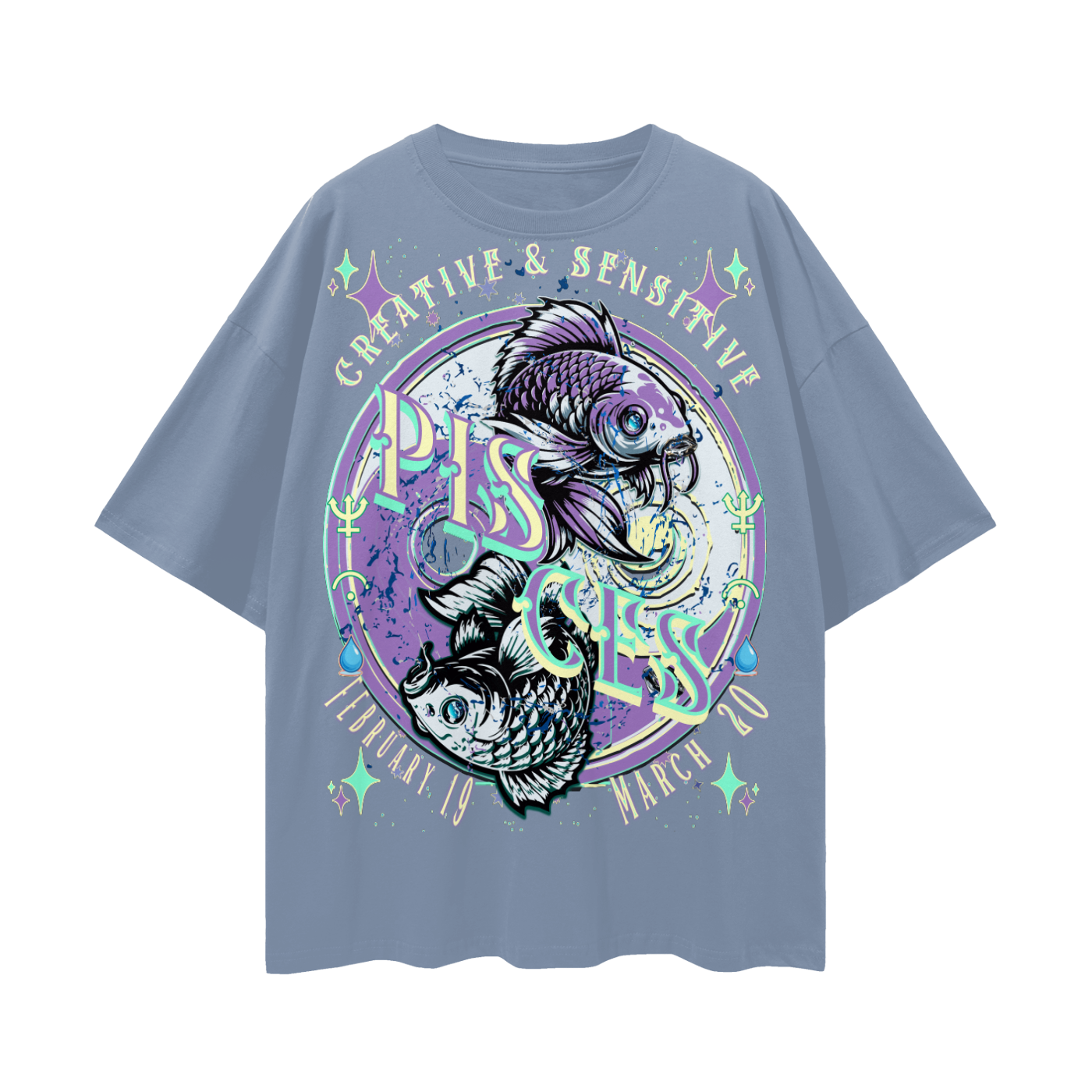 (Pisces) Streetwear Loose Drop Shoulder T-Shirt