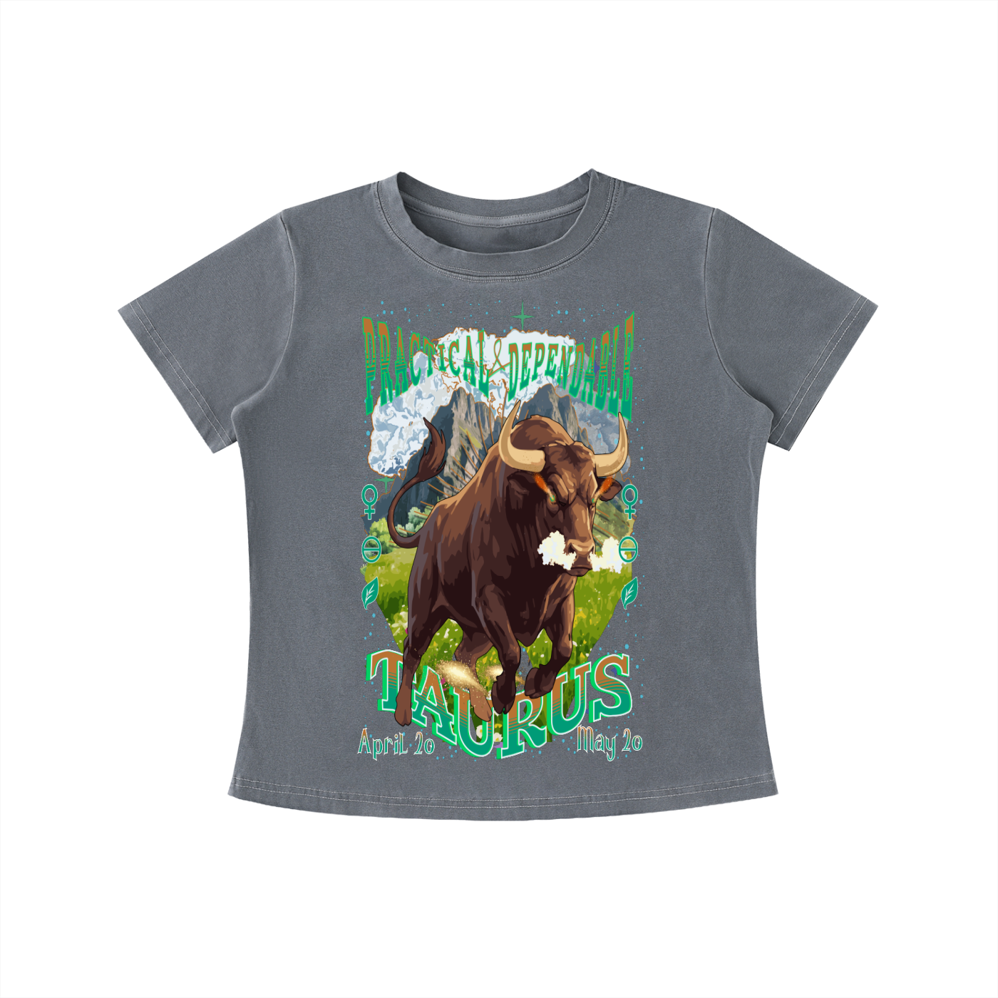 (Taurus) Vintage Wash Slim Fit T-shirt