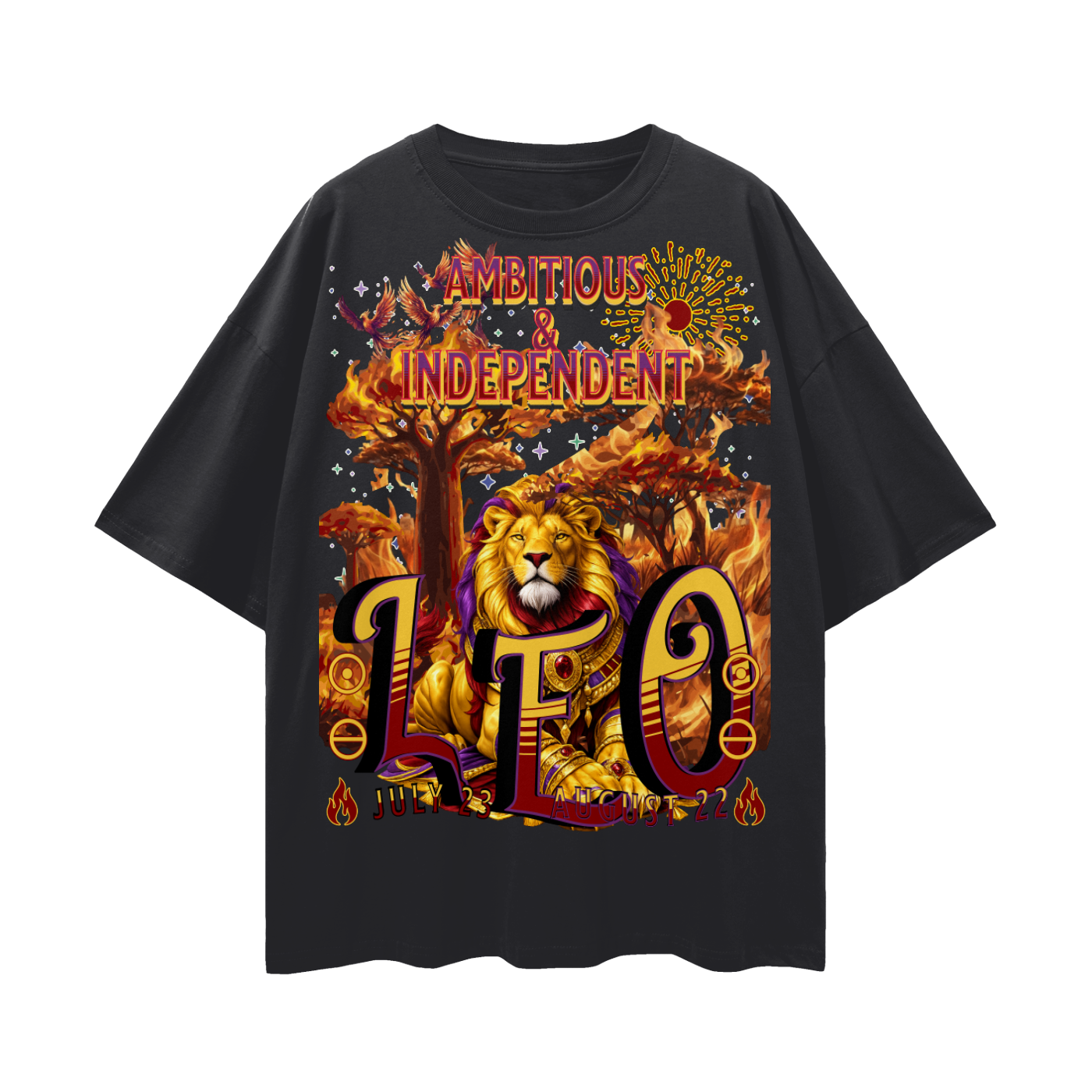 (Leo) Streetwear Loose Drop Shoulder T-Shirt