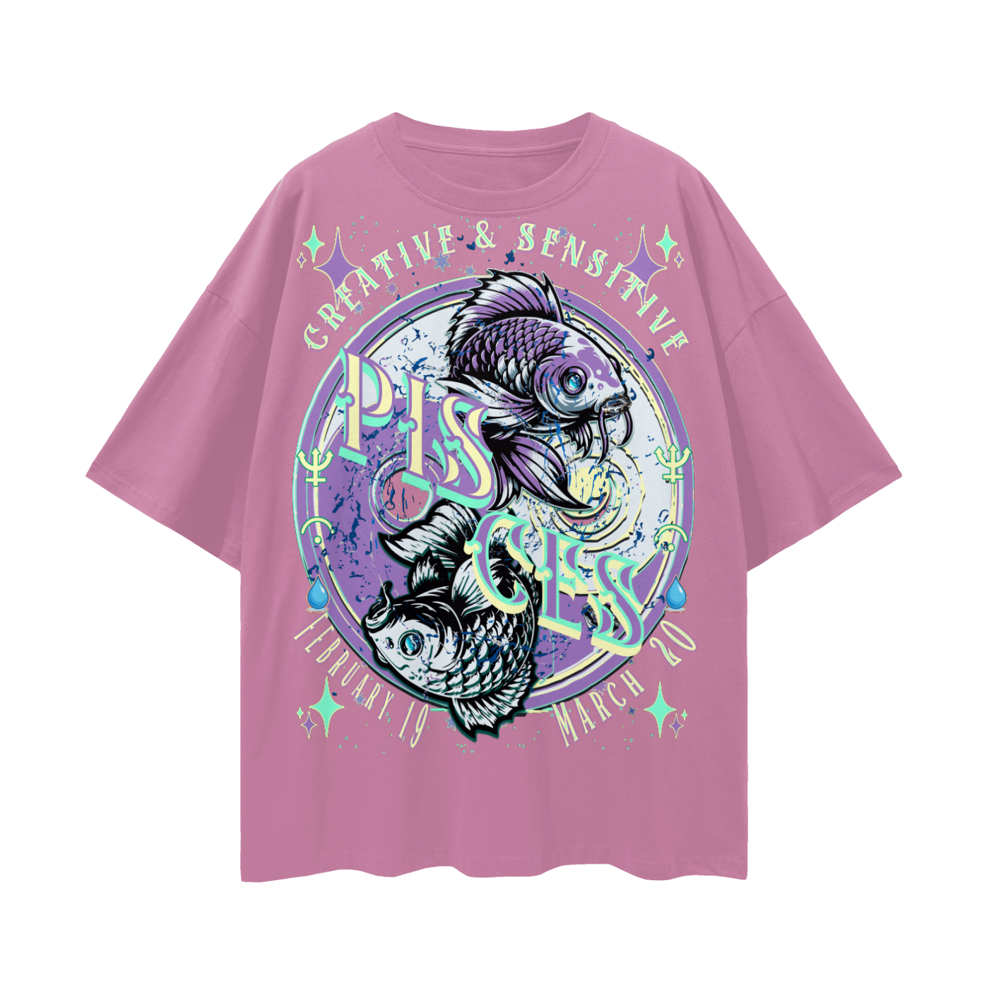 (Pisces) Streetwear Loose Drop Shoulder T-Shirt