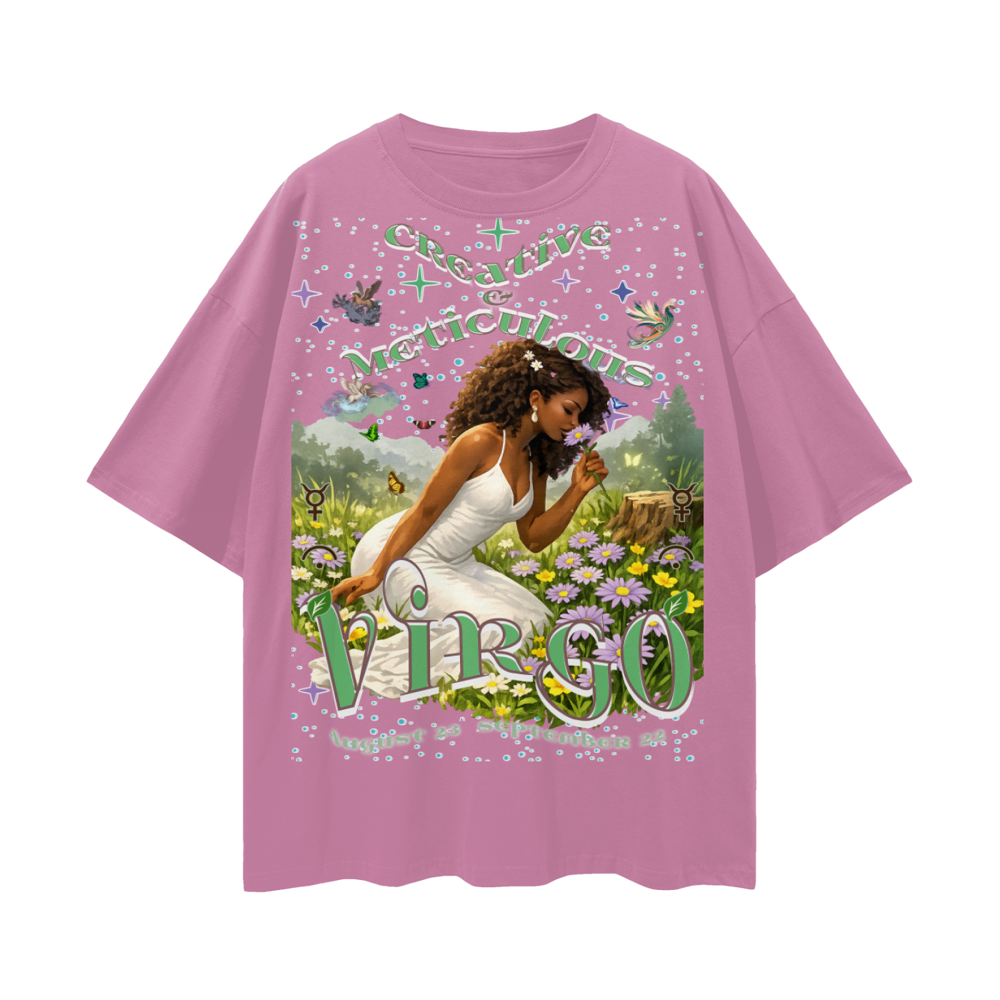 (Virgo) Streetwear Loose Drop Shoulder T-Shirt