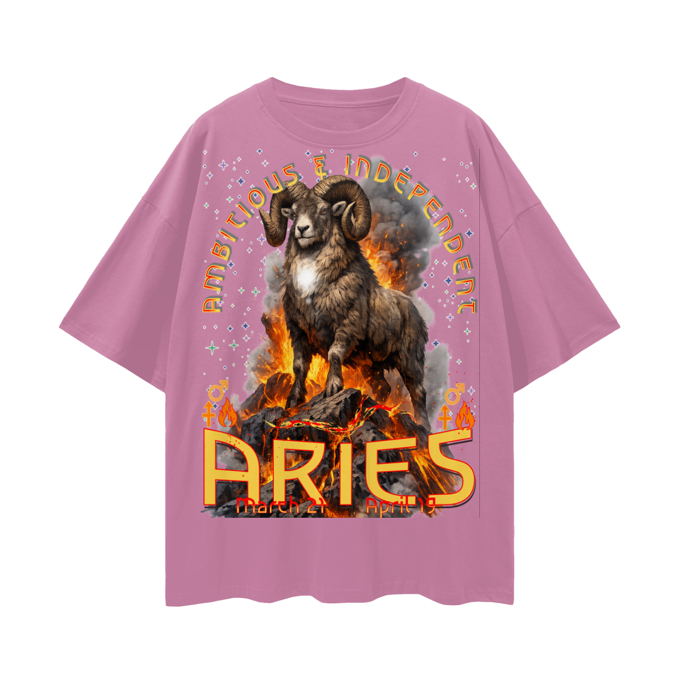 (Aries) Streetwear Loose Drop Shoulder T-Shirt