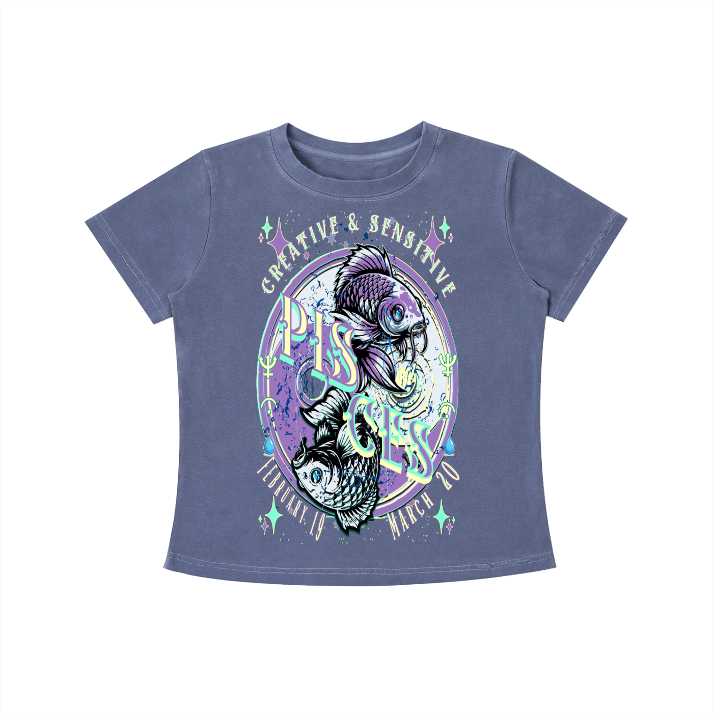 (Pisces) Vintage Wash Slim Fit T-shirt