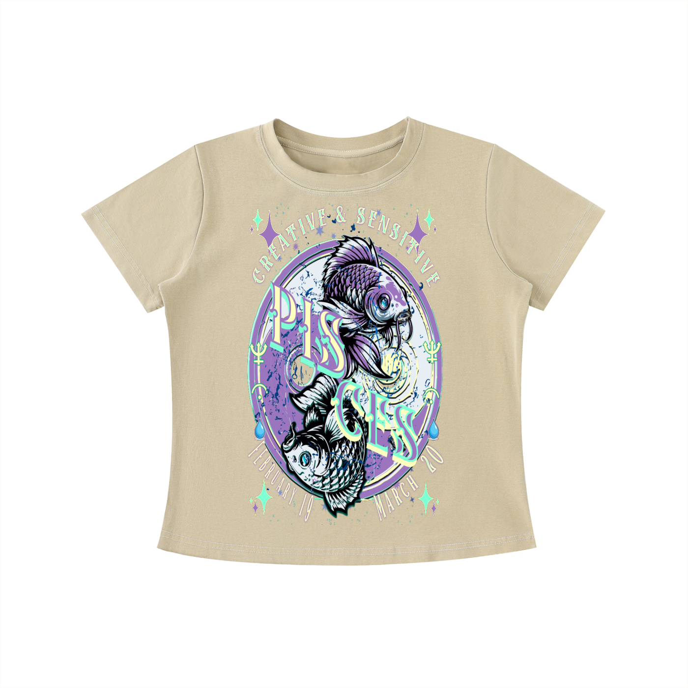 (Pisces) Vintage Wash Slim Fit T-shirt