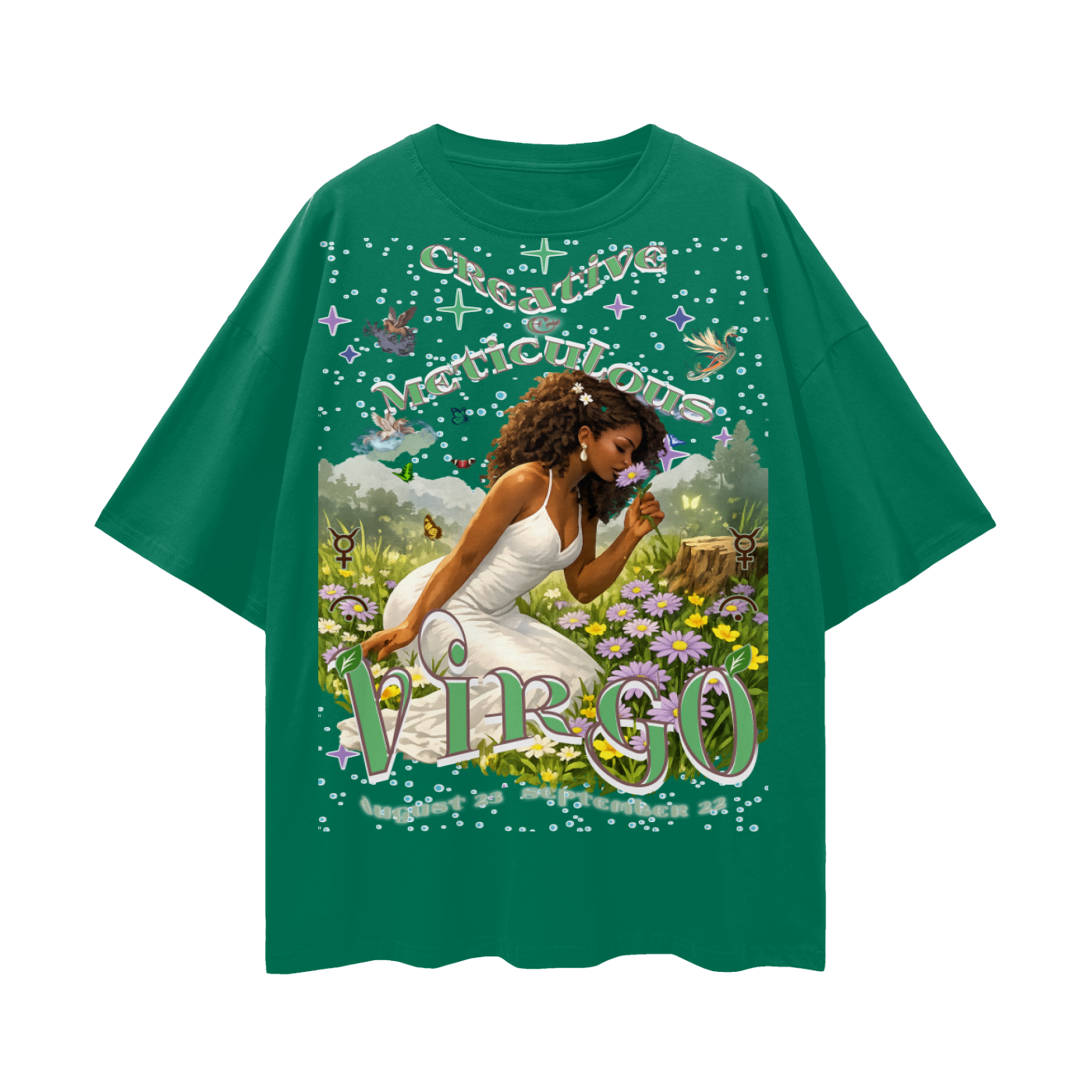 (Virgo) Streetwear Loose Drop Shoulder T-Shirt