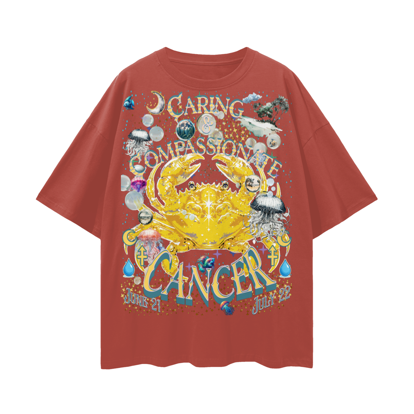 (Cancer) Streetwear Loose Drop Shoulder T-Shirt