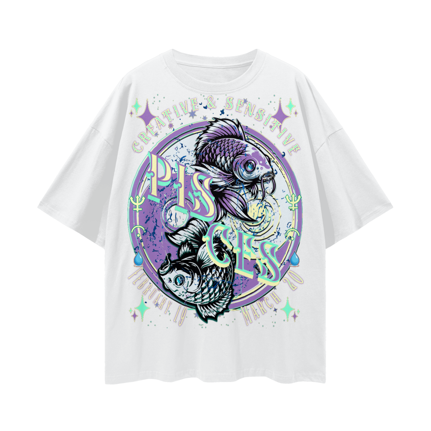 (Pisces) Streetwear Loose Drop Shoulder T-Shirt