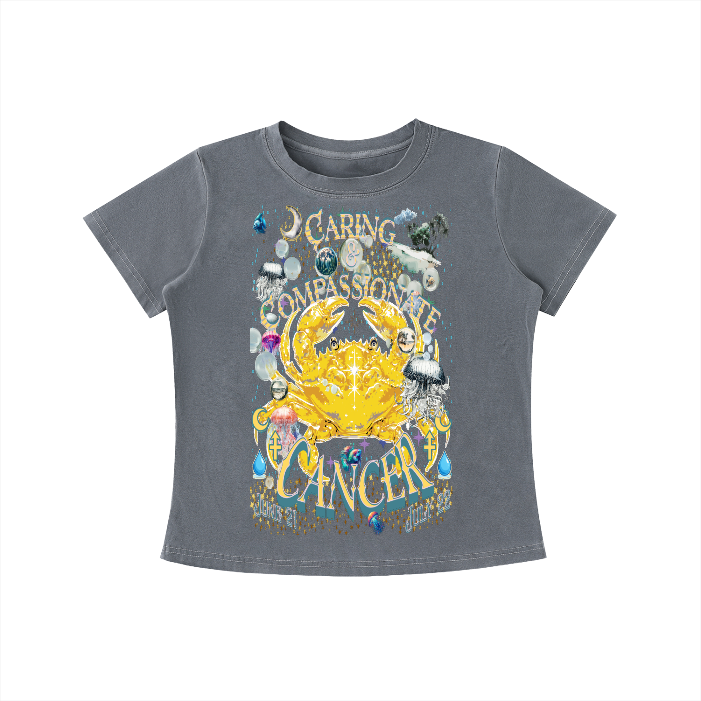 (Cancer) Vintage Wash Slim Fit T-shirt