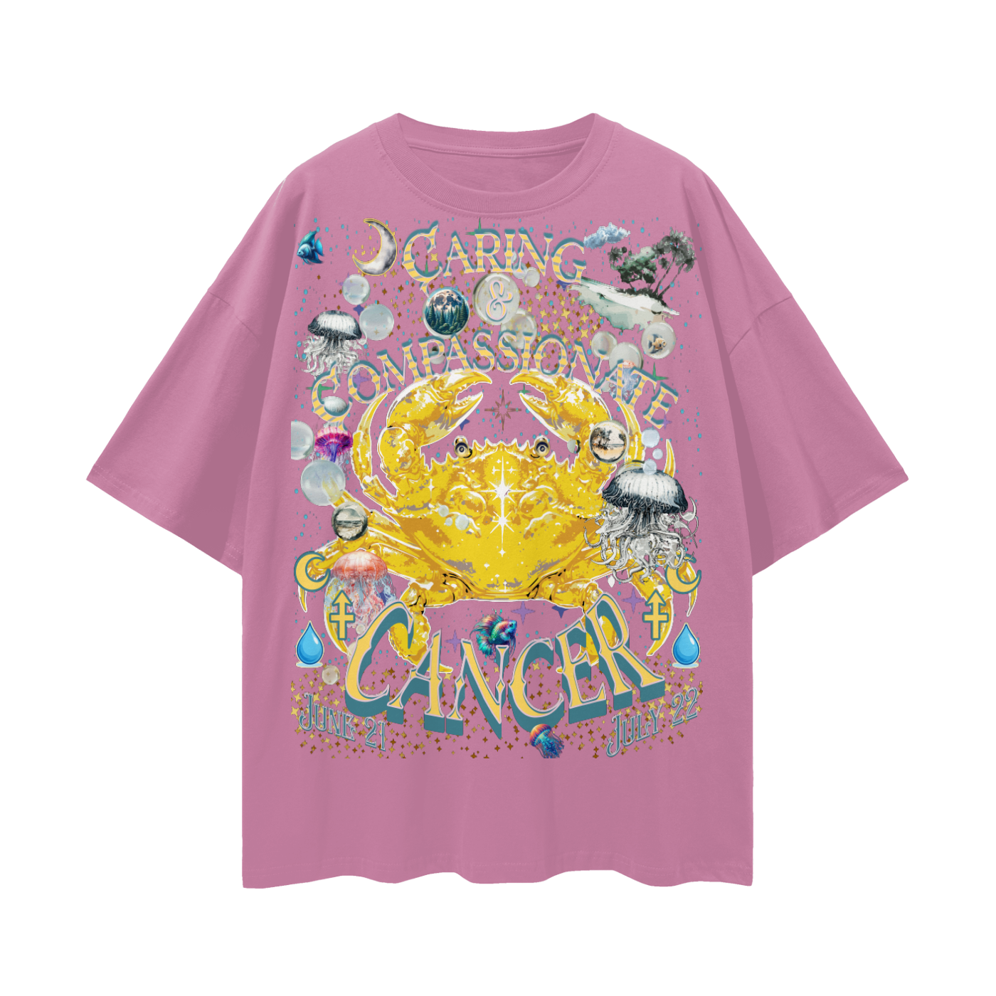 (Cancer) Streetwear Loose Drop Shoulder T-Shirt