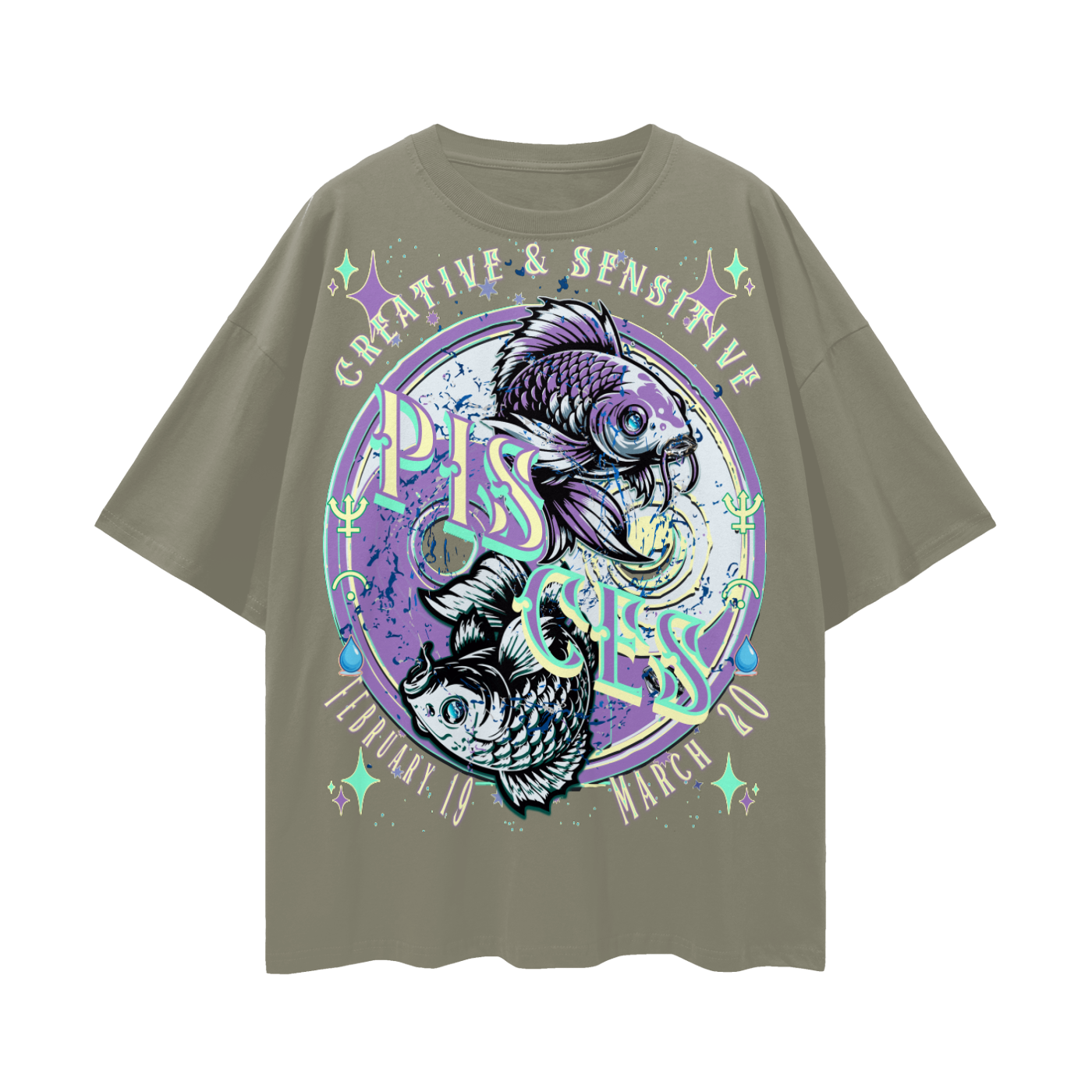 (Pisces) Streetwear Loose Drop Shoulder T-Shirt