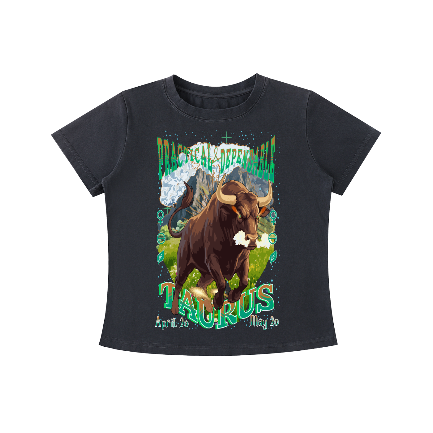 (Taurus) Vintage Wash Slim Fit T-shirt